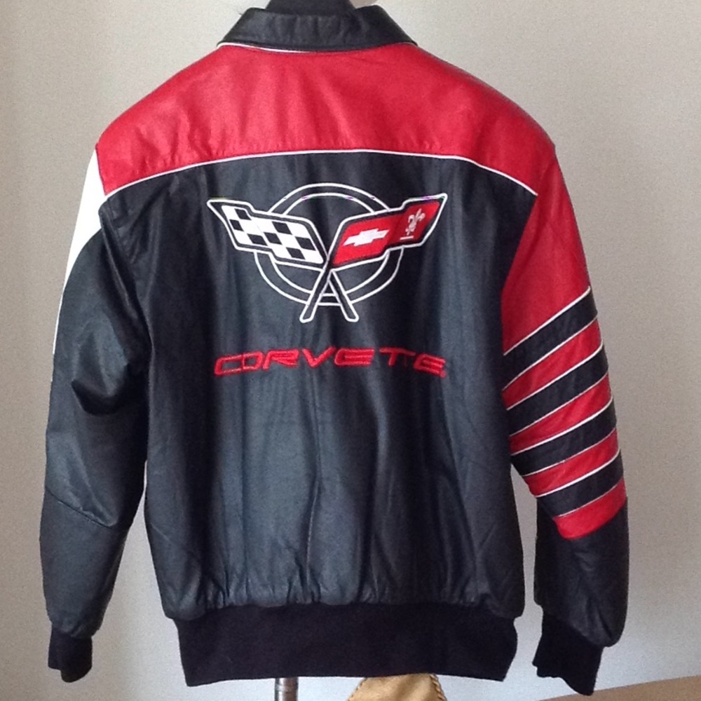 🔴 Corvette - 'Embroidered' 100% Leather Jacket